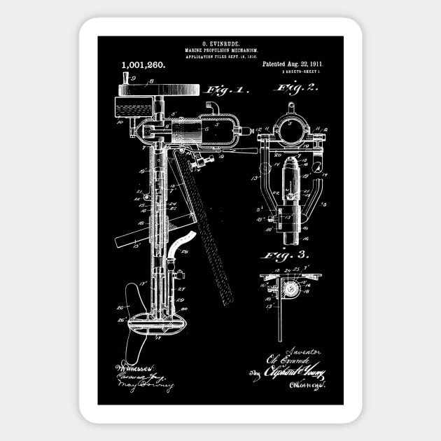 Outboard Motor Patent Marine Propulsion Mechanism 1911 Sticker by Anodyle